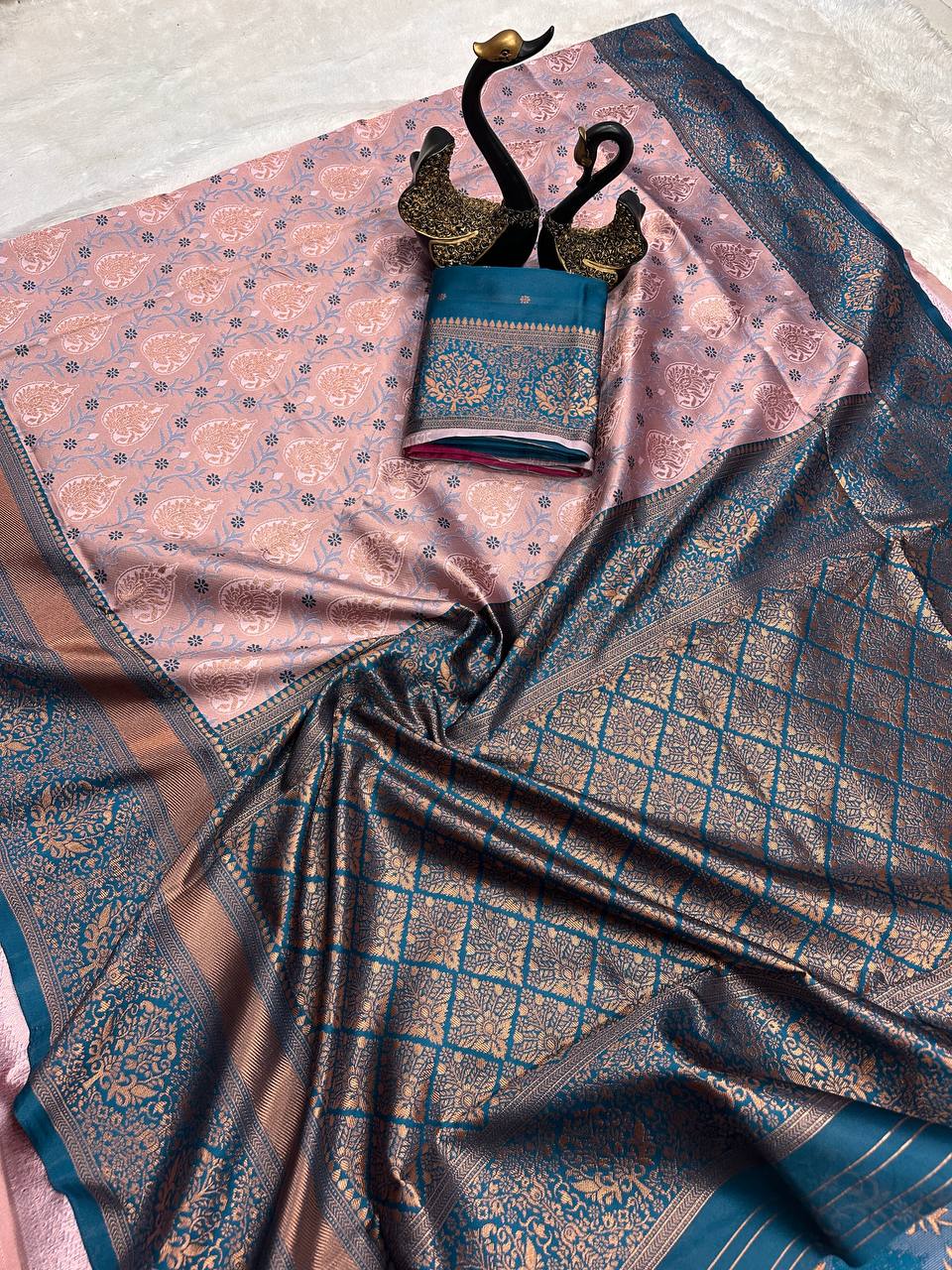 Heavy Look Organic Banarasi Lichi Silk Wedding Saree