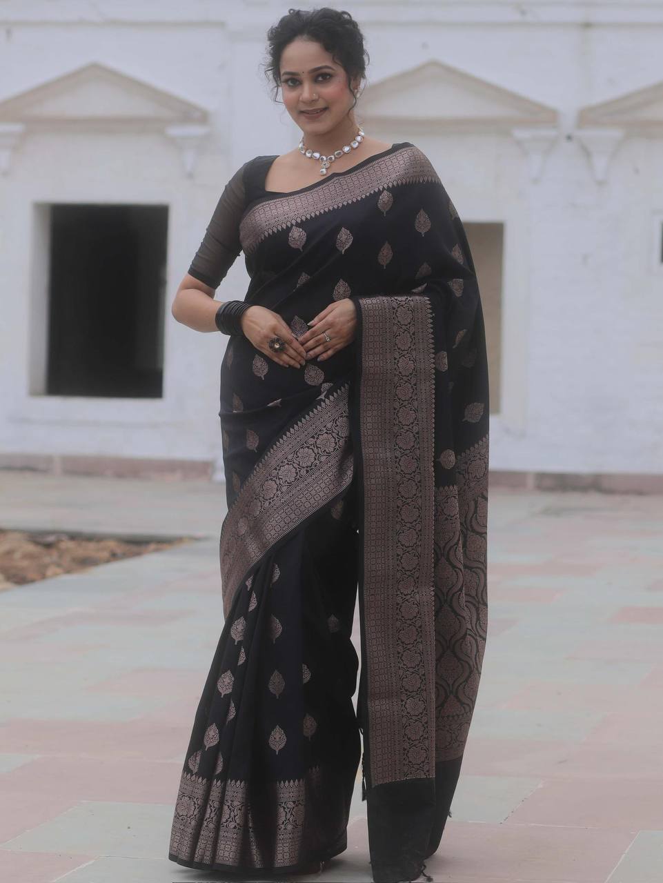 Organic Banarasi Lichi Silk Wedding Saree