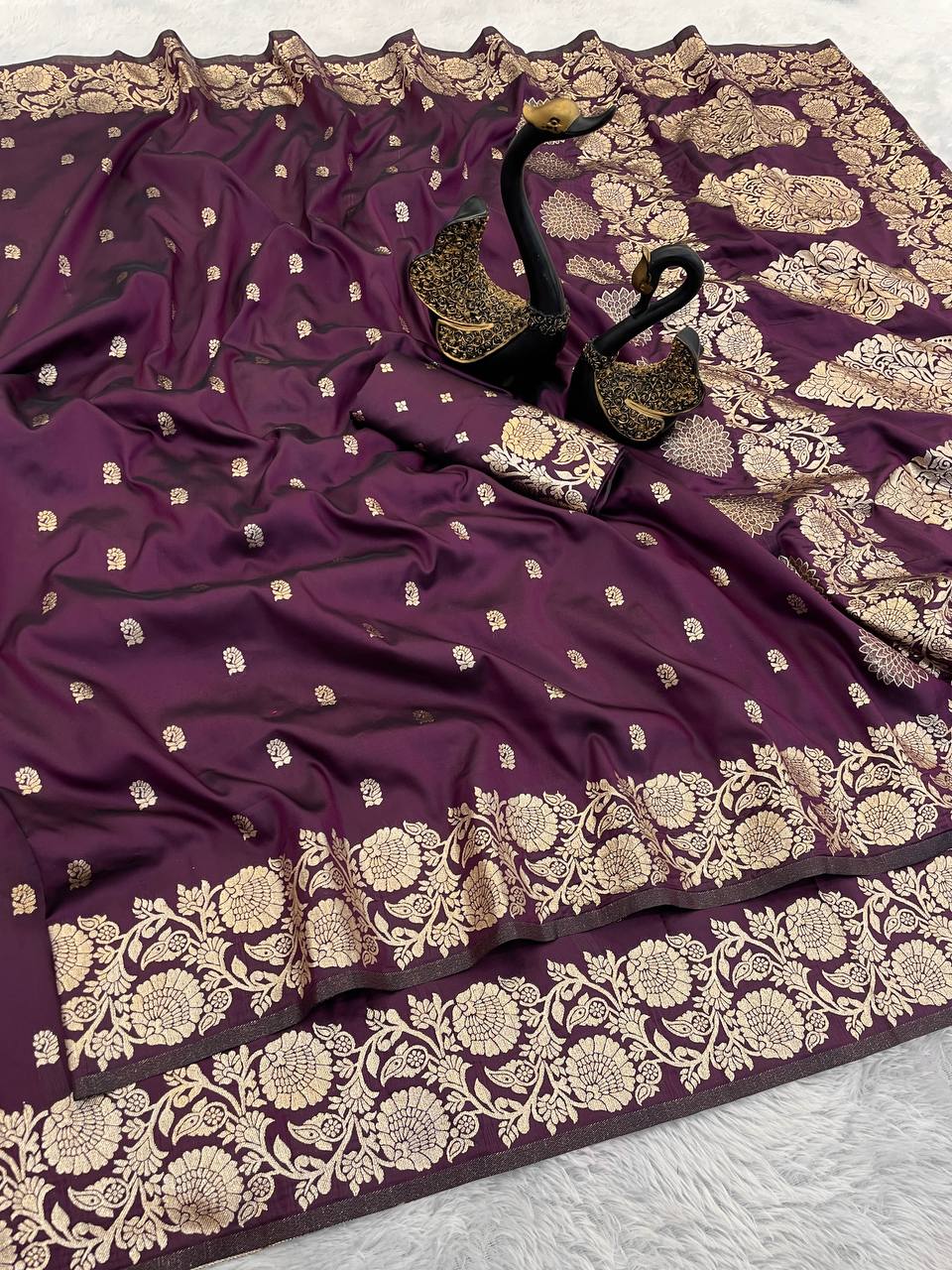 Pure Banarasi Silk Saree with Golden Zari Weaving