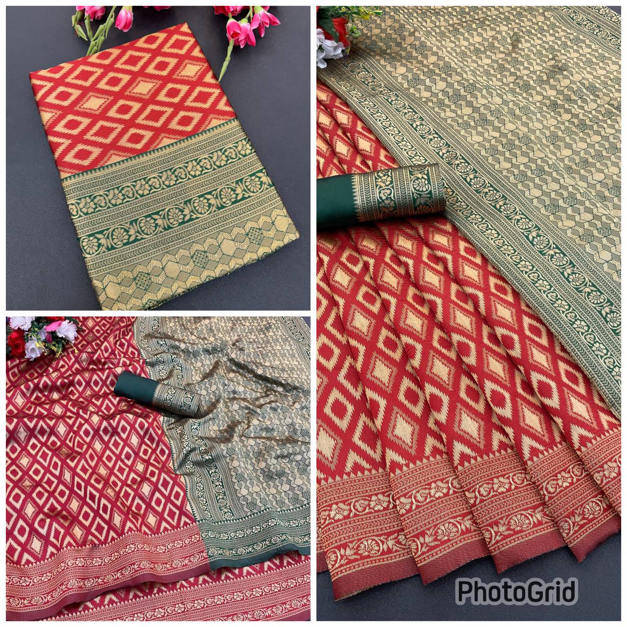 Elegant Organic Banarasi Lichi Silk Wedding Saree