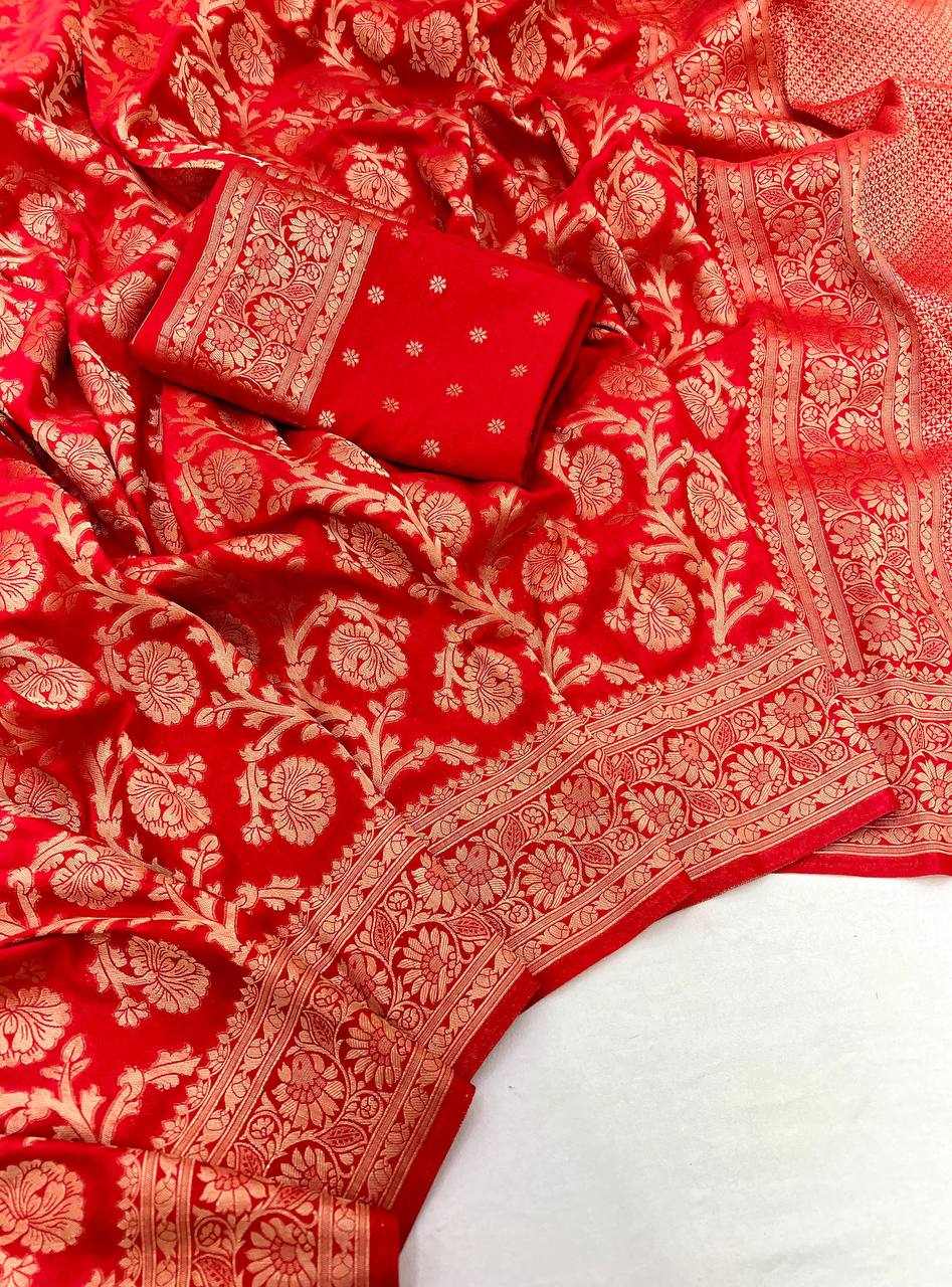 Comfort Fit Organic Banarasi Lichi Silk Wedding Saree