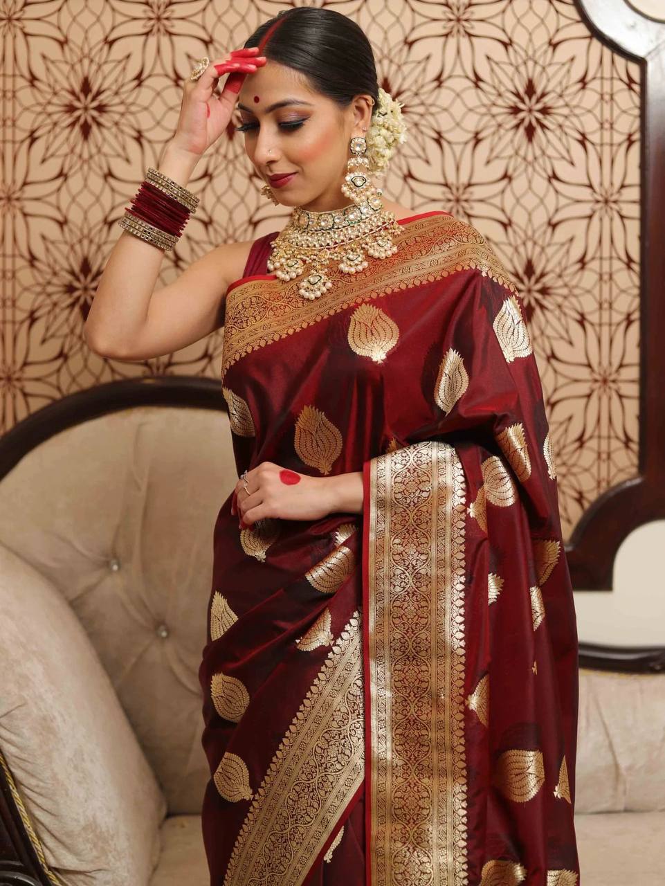 Soft Lichi Silk Organic Banarasi Wedding Saree