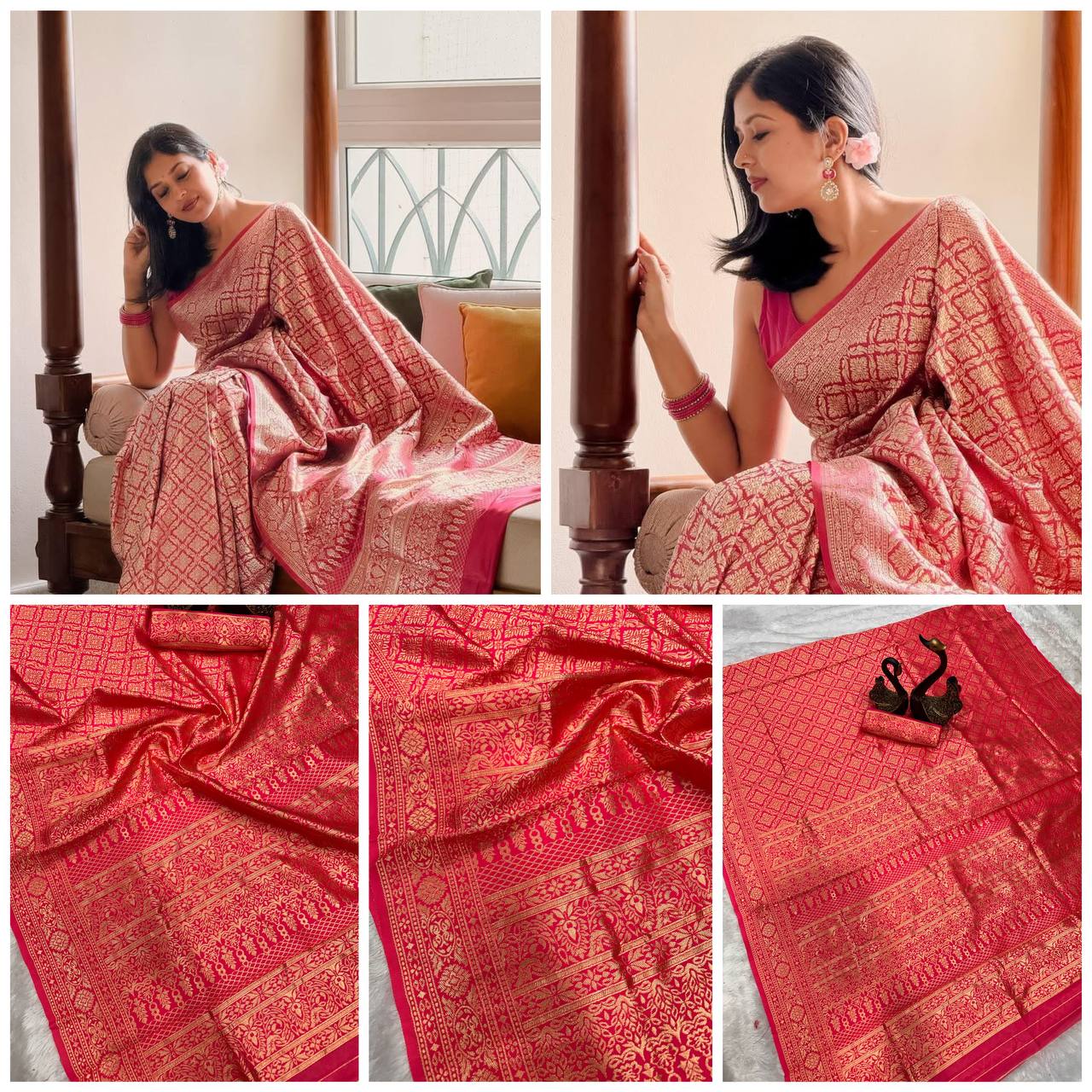 Elegant Organic Banarasi Lichi Silk Saree for Weddings