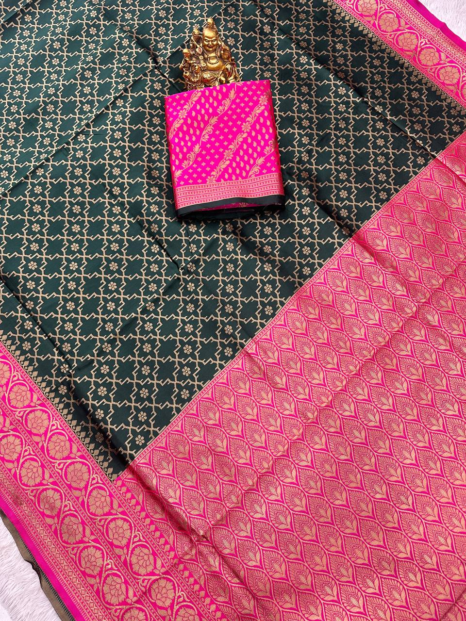 Organic Banarasi Lichi Silk Wedding Saree – Rich & Comfortable