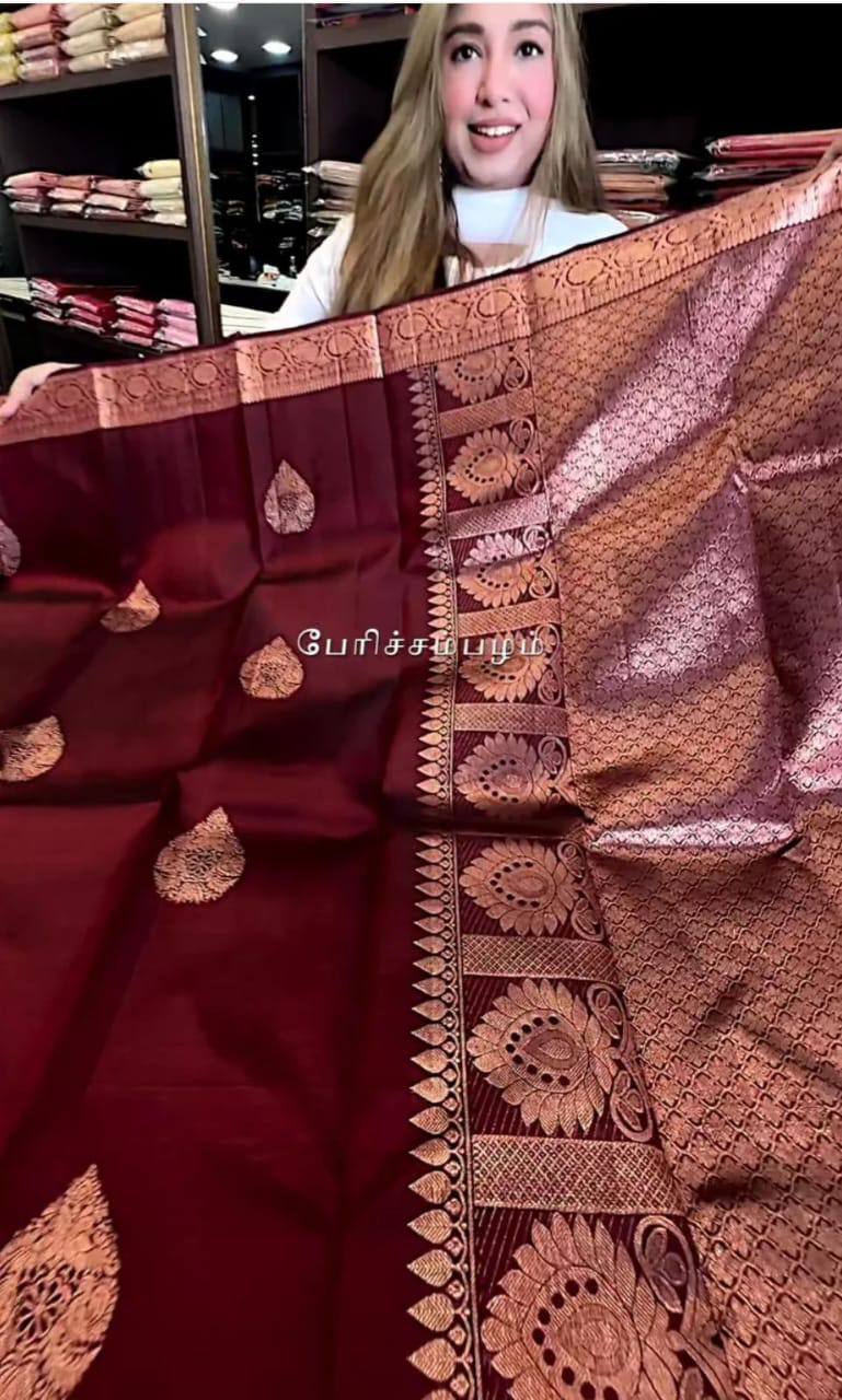 Elegant Organic Banarasi Lichi Silk Wedding Saree