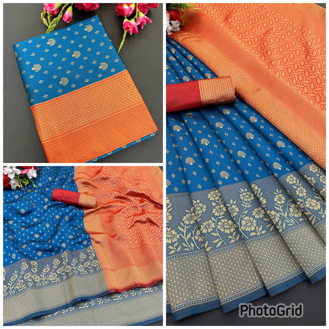 Elegant Organic Banarasi Lichi Silk Wedding Saree