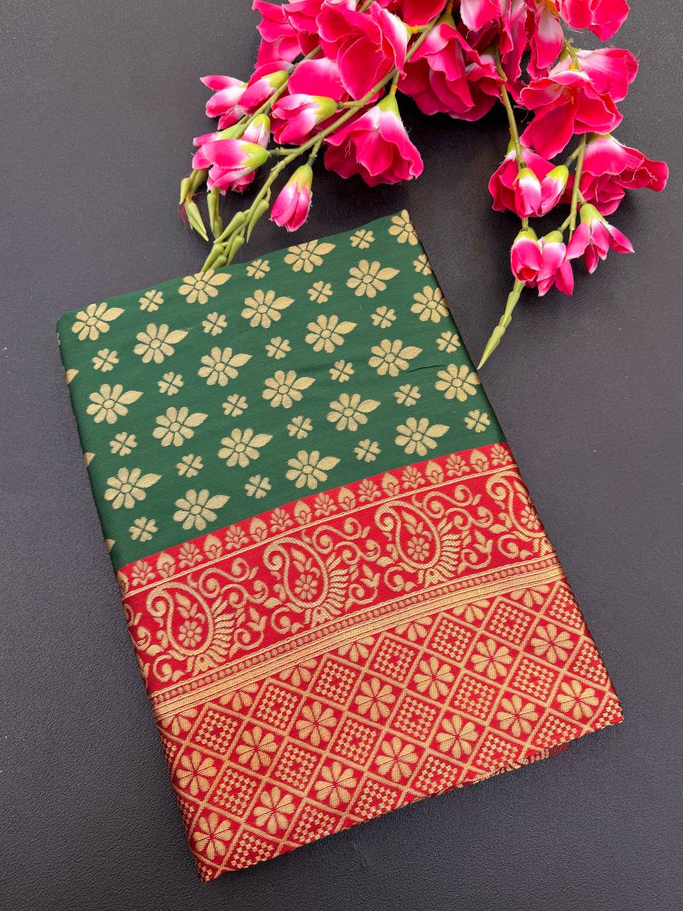 Elegant Organic Banarasi Lichi Silk Wedding Saree