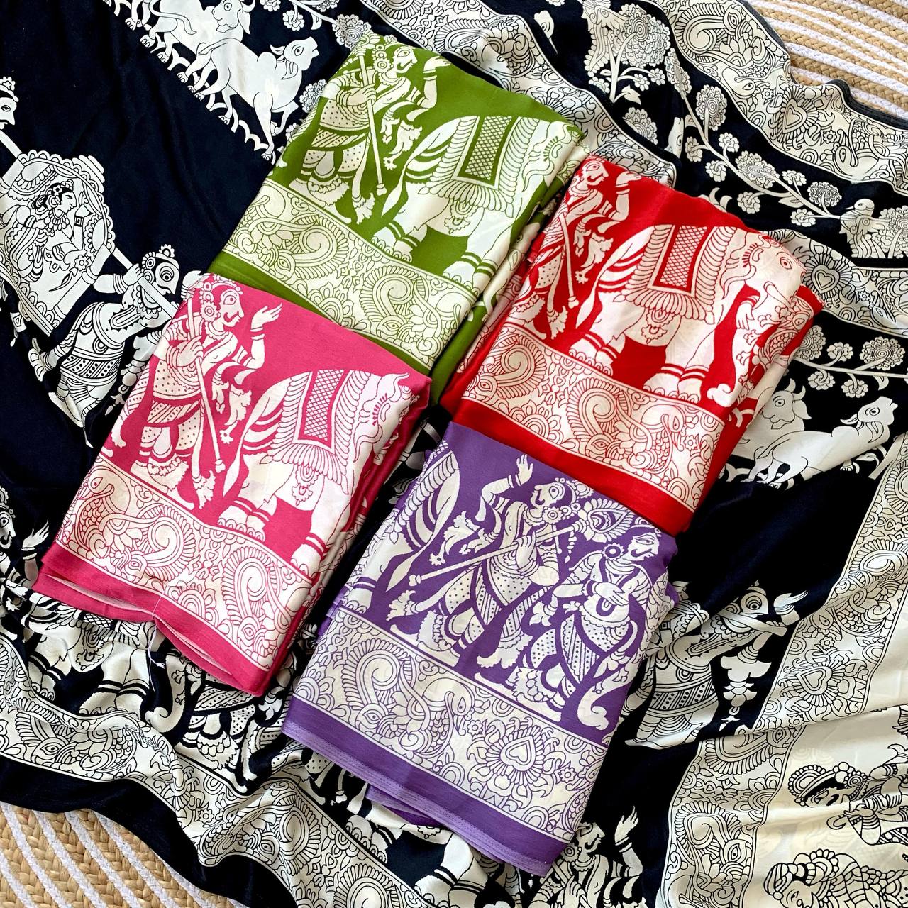 Semi Gajji Ajrakh Bandhej Soft Silk Saree – Heavy Traditional Weave