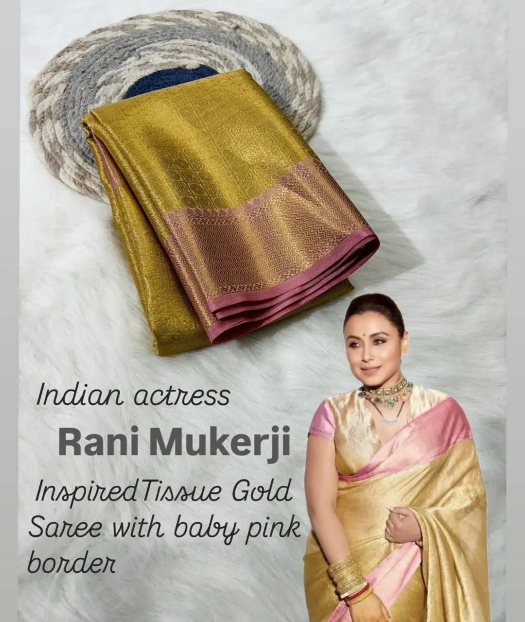 Rani Mukherji Inspired Premium Tissue Silk Saree with Rich Pallu