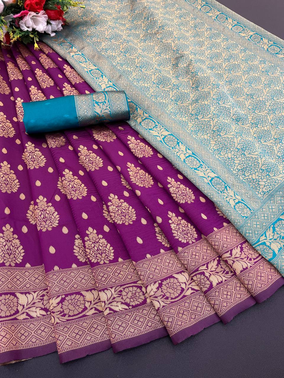 Elegant Organic Banarasi Lichi Silk Wedding Saree