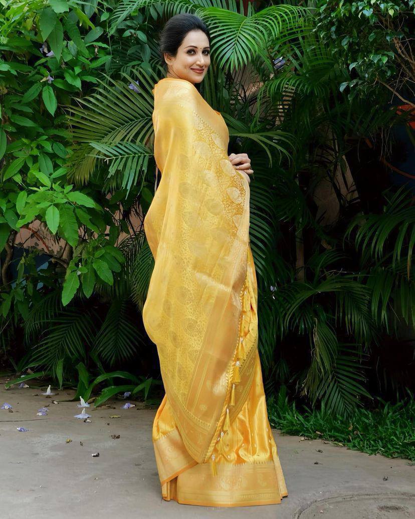 Organic Banarasi Lichi Silk Wedding Saree – Lightweight & Elegant