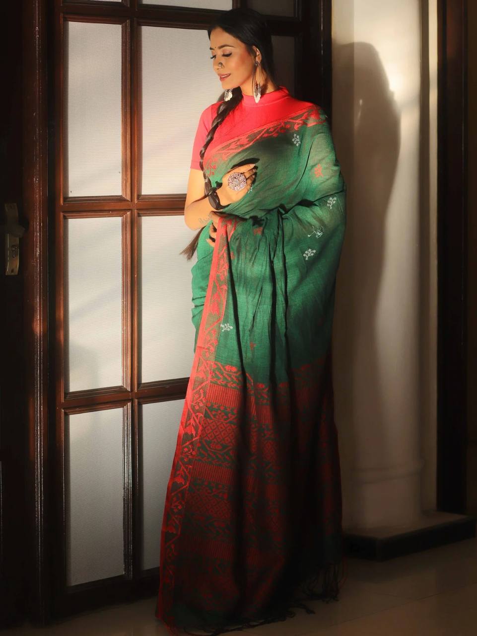 New Lilan Slab Soft Cotton Saree with Rich Weaving Blouse