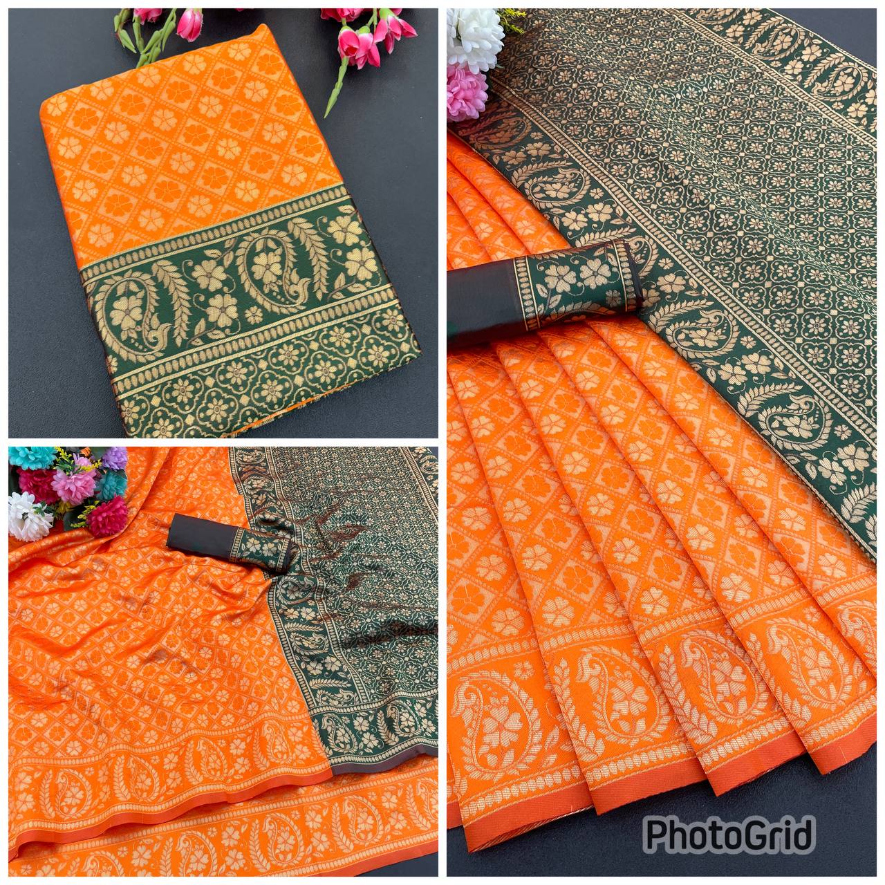 Elegant Organic Banarasi Lichi Silk Wedding Saree