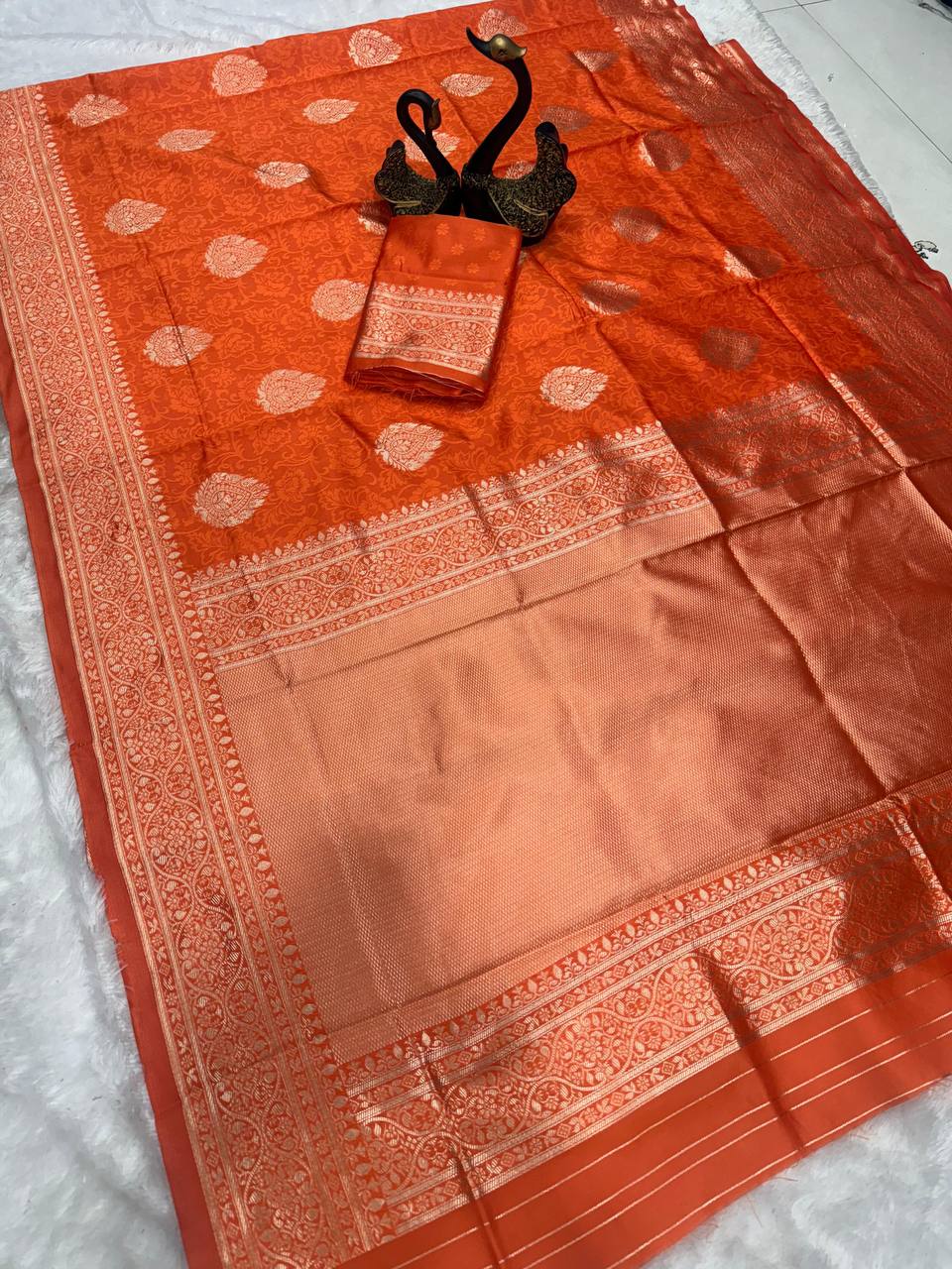 Lightweight Organic Banarasi Lichi Silk Wedding Saree