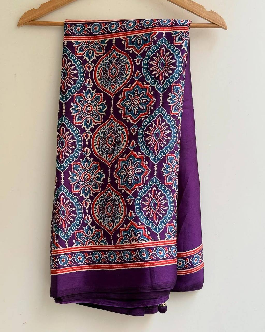 Original Ajrakh Semi Gaji Silk Bandhej Saree