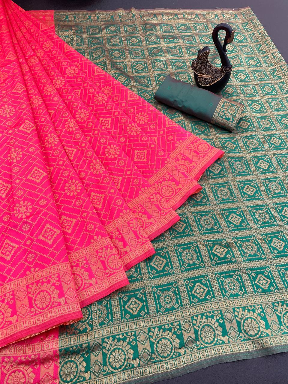 Organic Banarasi Lichi Silk Wedding Saree – Lightweight & Elegant
