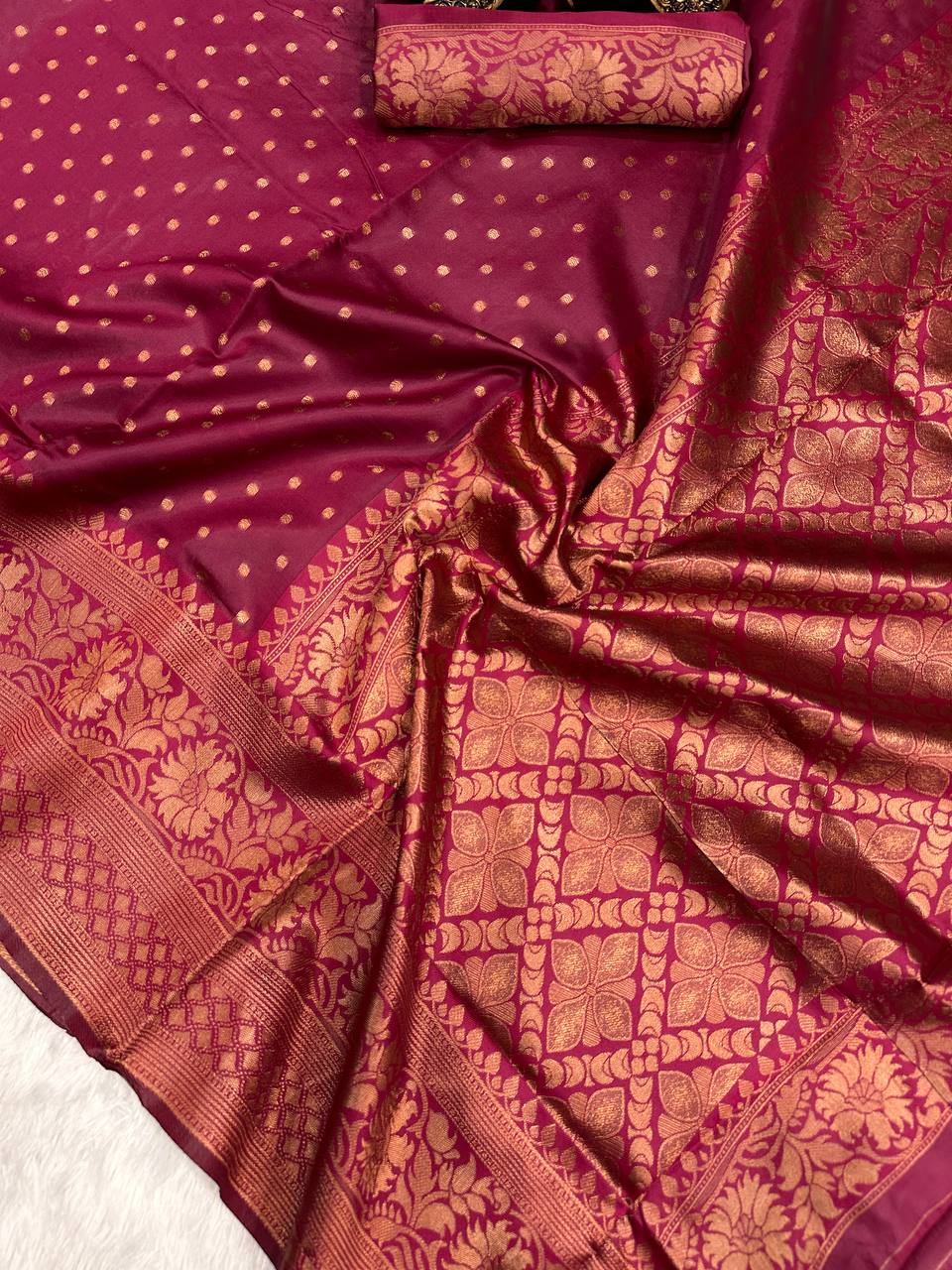 Soft Touch Organic Banarasi Lichi Silk Wedding Saree
