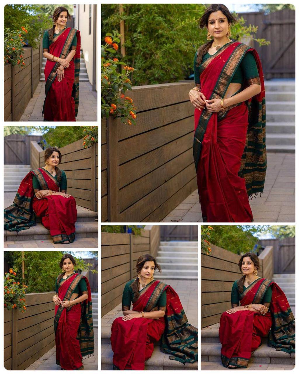 Heavy Drape Organic Banarasi Lichi Silk Wedding Saree