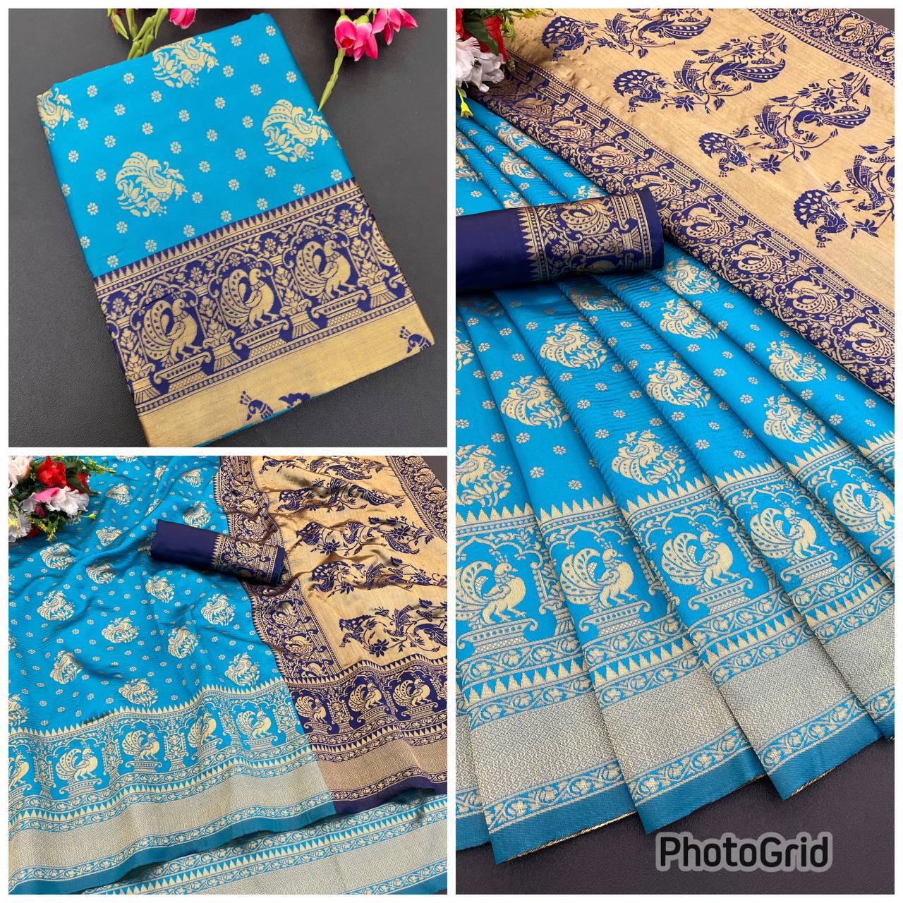 Elegant Organic Banarasi Lichi Silk Wedding Saree