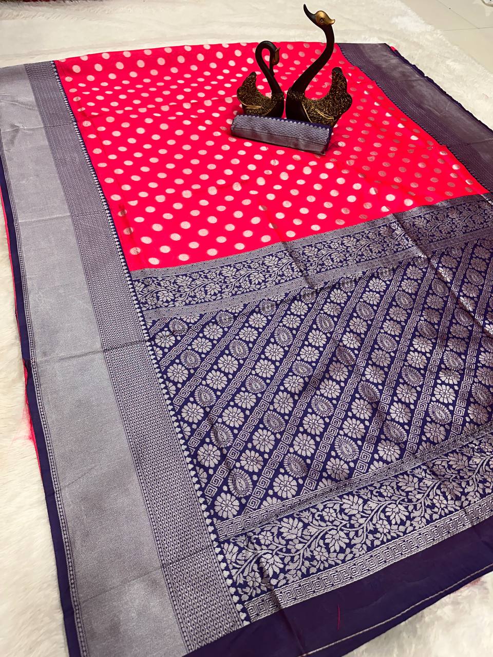 Comfort Fit Organic Banarasi Lichi Silk Wedding Saree