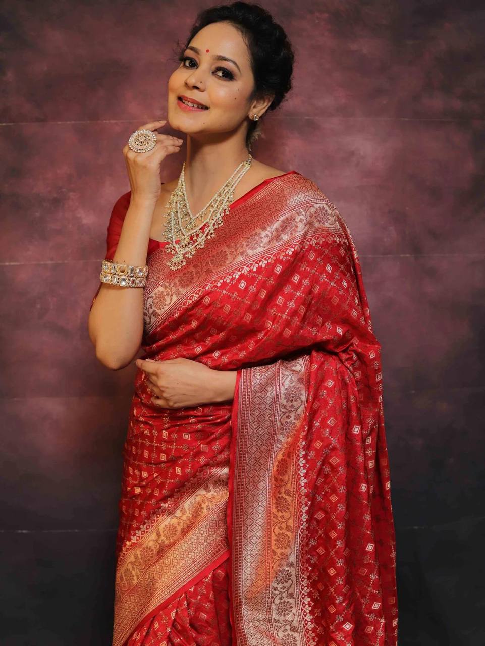 Elegant Organic Banarasi Lichi Silk Wedding Saree