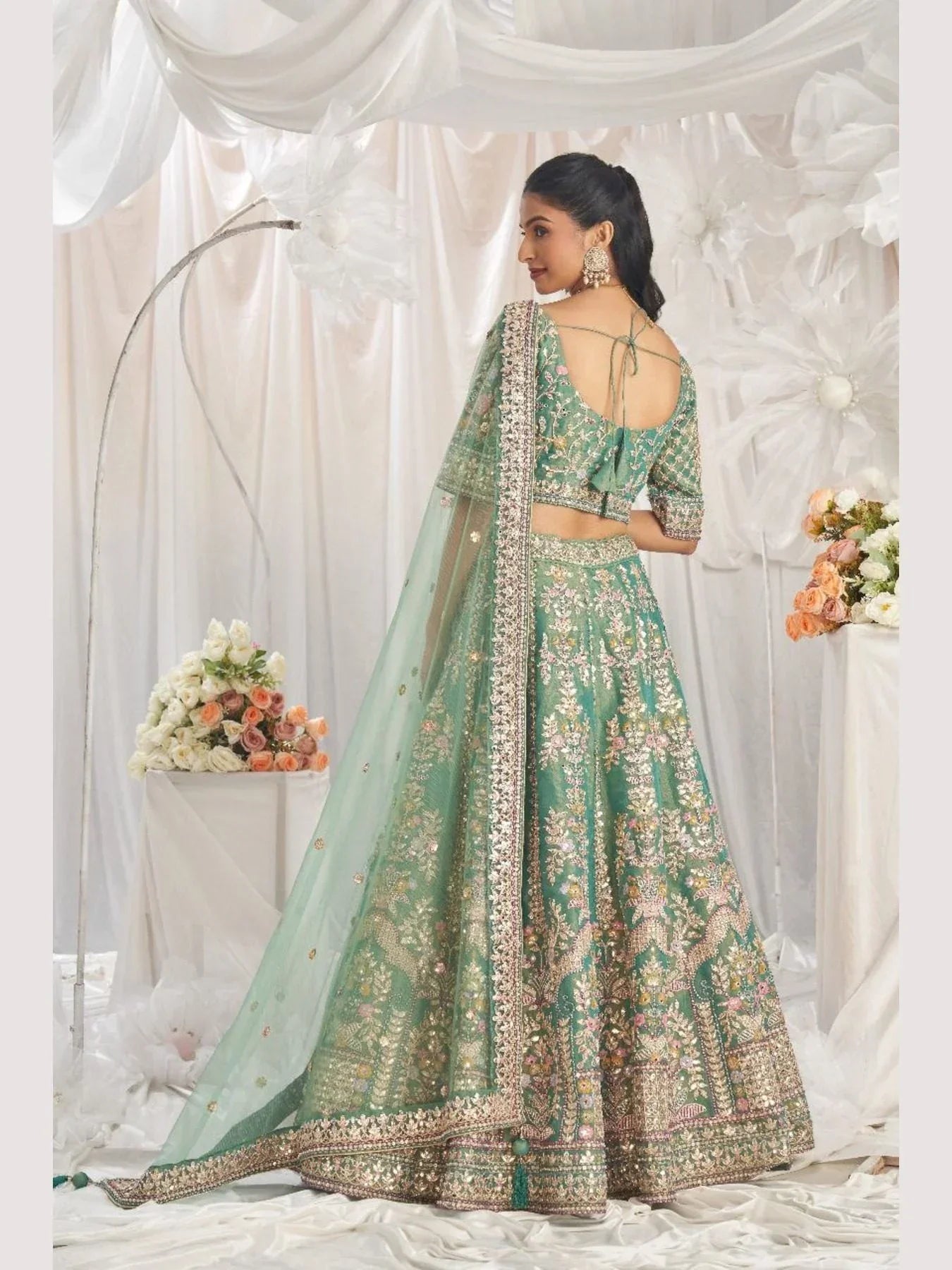 Stuning Outfit Bridal Special Net Lehenga Choli With Embroidered Work