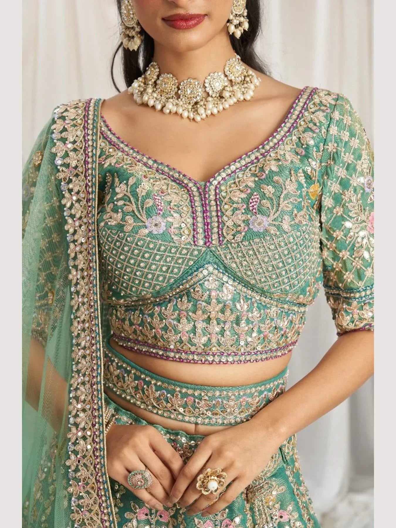 Stuning Outfit Bridal Special Net Lehenga Choli With Embroidered Work